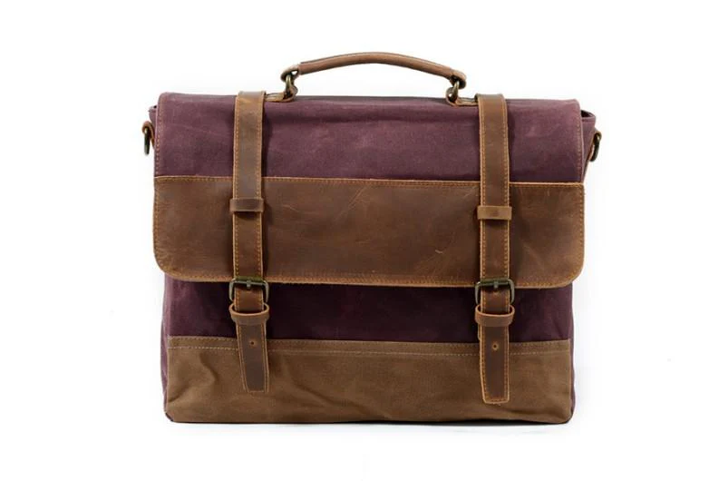 Canvas Leather Briefcase for Men Messenger – Bild 8