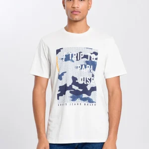Herren Regular Print T-Shirt weß