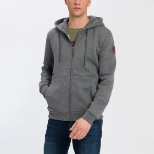 Herren Regular Sweatshirtjacke mit Reißverschluss in dunkelgrau